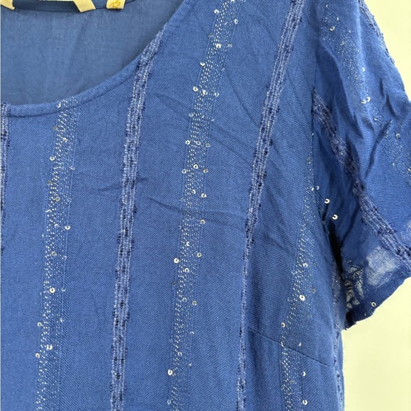 SOFT SURROUNDINGS Kara Shimmer Tiered Sequin Maxi Dress Blue Fairy Boho Y2K xl - Picture 8 of 15